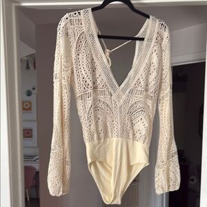 Jen's Pirate Booty Cream Lace Bodysuit